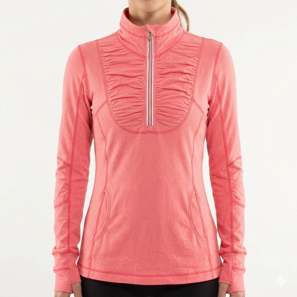 Lululemon Run Resolution Half Zip Hoodie Cuffins Thumbholes Ponytail Hole Size 6